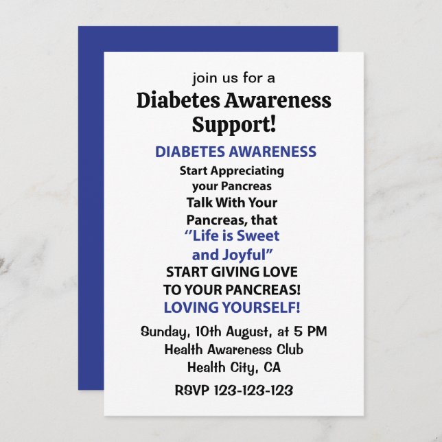 Diabetes Awareness Invitation (Front/Back)
