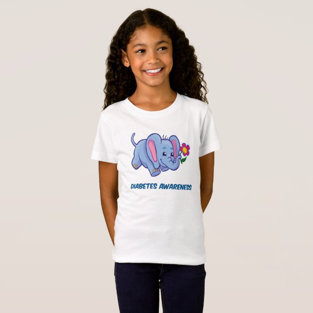 Diabetes awareness - Kids shirt with blue elephant (Front Full)