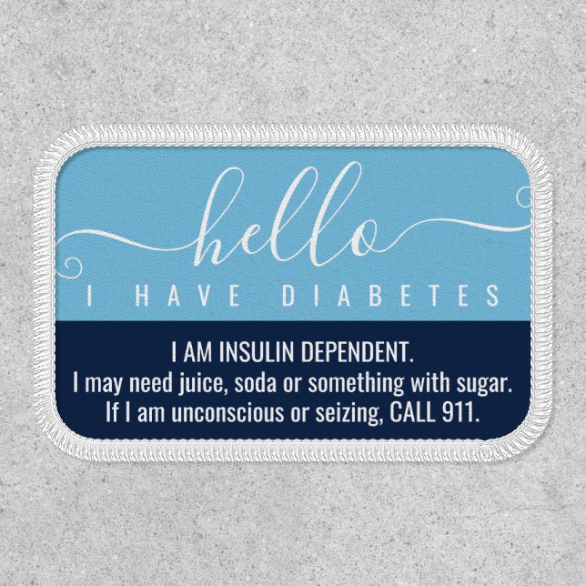 diabetes awareness medical id emergency contact  patch (Front)