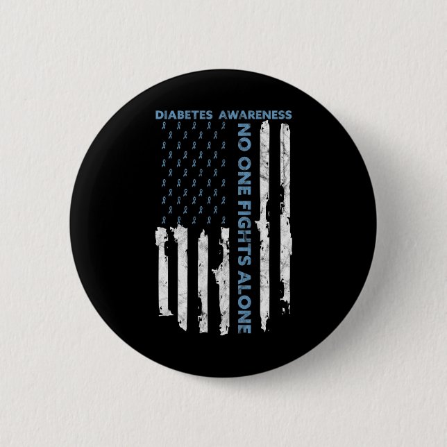 Diabetes Awareness Month American Flag Warrior T1  Button (Front)