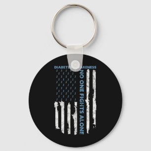 Diabetes Awareness Month American Flag Warrior T1 Keychain