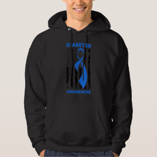 Diabetes Awareness Month American US Flag T1D Blue Hoodie