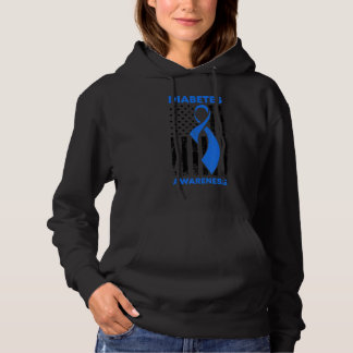 Diabetes Awareness Month American US Flag T1D Blue Hoodie