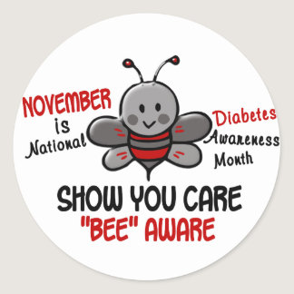 Diabetes Awareness Month Bee 1.1 Classic Round Sticker
