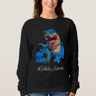 Diabetes Awareness Month Blue Ribbon Trex Sweatshirt