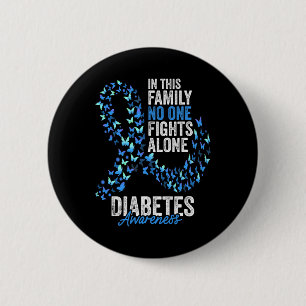 Diabetes Awareness Month Butterflies Blue Ribbon  Button