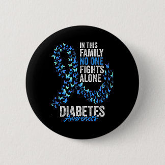 Diabetes Awareness Month Butterflies Blue Ribbon Button