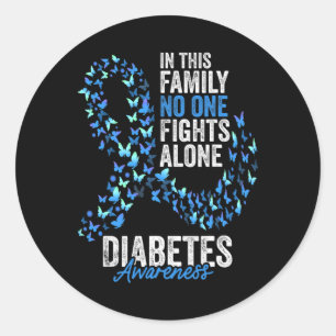 Diabetes Awareness Month Butterflies Blue Ribbon Classic Round Sticker