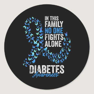 Diabetes Awareness Month Butterflies Blue Ribbon  Classic Round Sticker