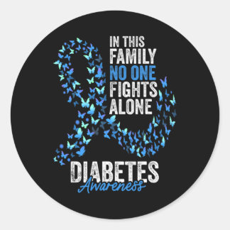 Diabetes Awareness Month Butterflies Blue Ribbon Classic Round Sticker