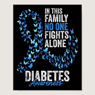 Diabetes Awareness Month Butterflies Blue Ribbon  Poster