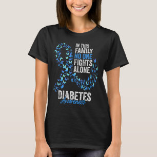 Diabetes Awareness Month Butterflies Blue Ribbon T-Shirt