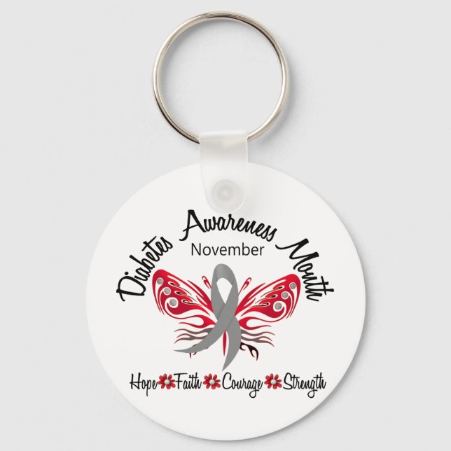 Diabetes Awareness Month Butterfly 3.2 Keychain (Front)