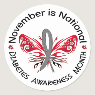 Diabetes Awareness Month Butterfly 3.3 Classic Round Sticker