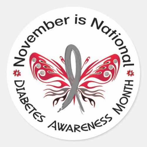 Diabetes Awareness Month Butterfly 33 Classic Round Sticker