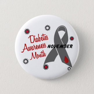 Diabetes Awareness Month Grey Ribbon 1.1 Button