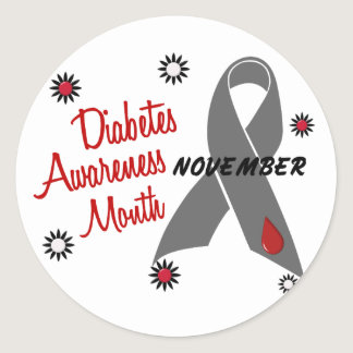 Diabetes Awareness Month Grey Ribbon 1.1 Classic Round Sticker