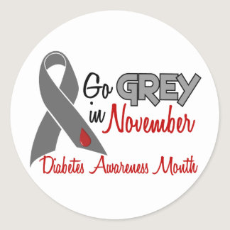 Diabetes Awareness Month Grey Ribbon 1.2 Classic Round Sticker