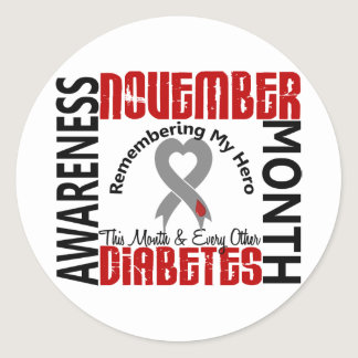 Diabetes Awareness Month Heart 1.4 Classic Round Sticker
