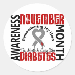Diabetes Awareness Month Heart 1.4 Classic Round Sticker