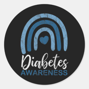 Diabetes Awareness Month Retro Rainbow T1 T2 Classic Round Sticker