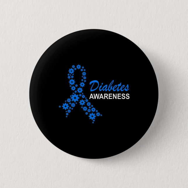 Diabetes Awareness Month Ribbon Flowers Women  Button (Front)