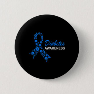 Diabetes Awareness Month Ribbon Flowers Women  Button