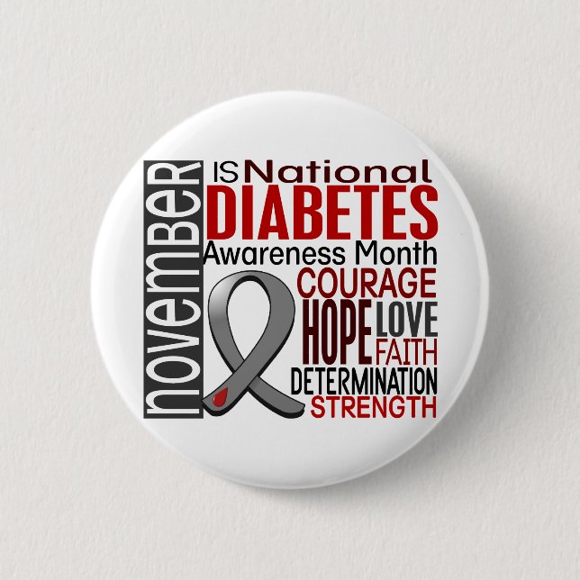 Diabetes Awareness Month Ribbon I2.3 Pinback Button (Front)