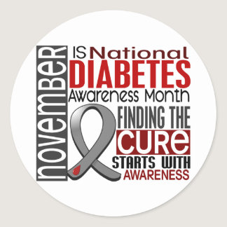 Diabetes Awareness Month Ribbon I2.5 Classic Round Sticker