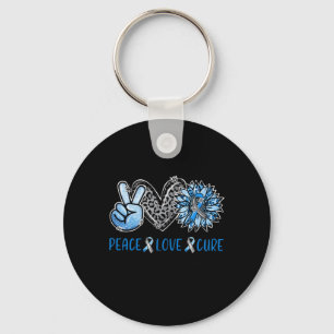 Diabetes Awareness Peace Love Cure Leopard Blue Su Keychain