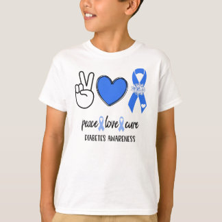 Diabetes Awareness Peace Love Cure We Wear Blue T-Shirt