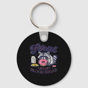Diabetes Awareness Racoon Feral Like My Blood Suga Keychain