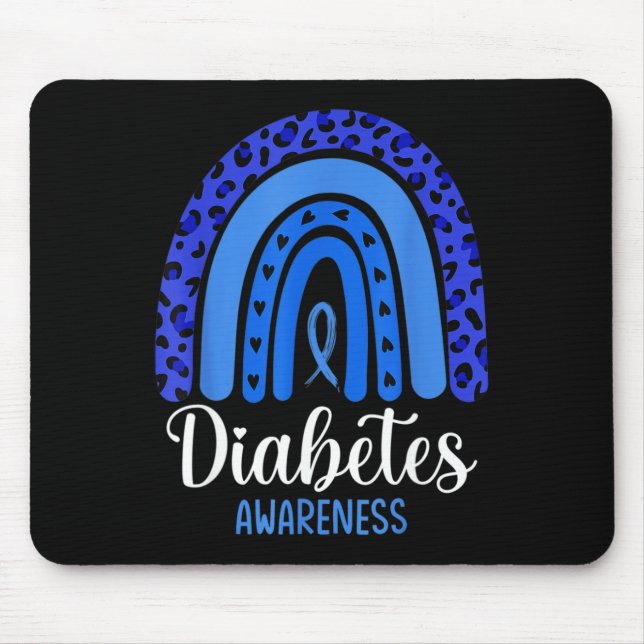 Diabetes Awareness Rainbow Blue Ribbon Fight T1 T2 Mouse Pad (Front)
