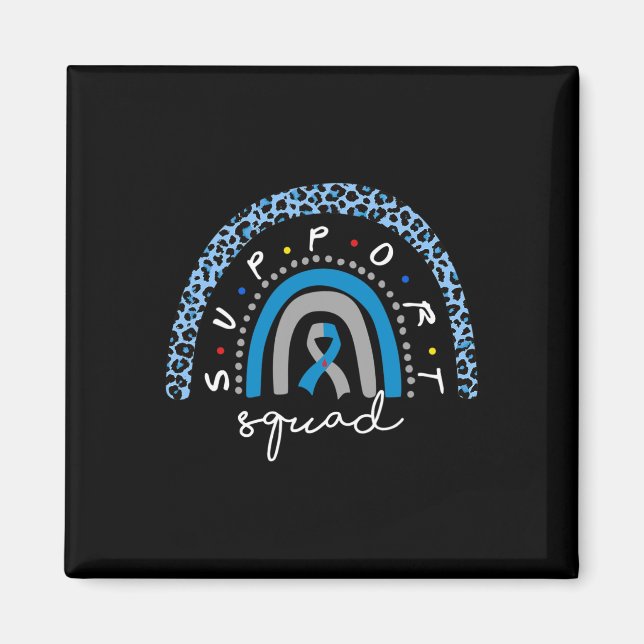 Diabetes Awareness Rainbow Leopard Support Squad B Magnet (Front)