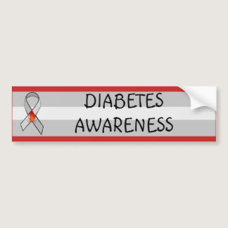 Diabetes Awareness Red and Gray Awareness Ribbon Bumper Sticker