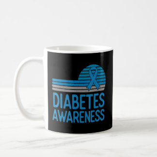 Diabetes Awareness Retro Vintage Blue Ribbon  Coffee Mug