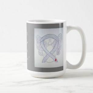 Diabetes Awareness Ribbon Angel Custom Art Mugs