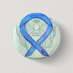 Diabetes Awareness Ribbon Angel Custom Label Pins