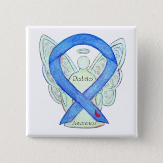 Diabetes Awareness Ribbon Angel Customized Art Pin