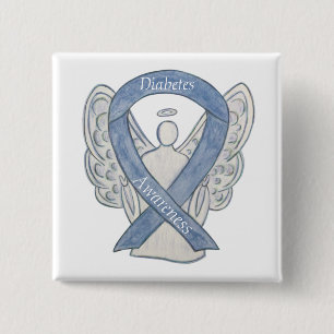 Diabetes Awareness Ribbon Angel Customized Art Pin