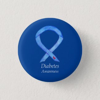 Diabetes Awareness Ribbon Art Custom Button Pin