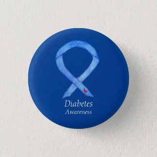 Diabetes Awareness Ribbon Art Custom Button Pin