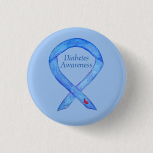 Diabetes Awareness Ribbon Art Custom Pin Button