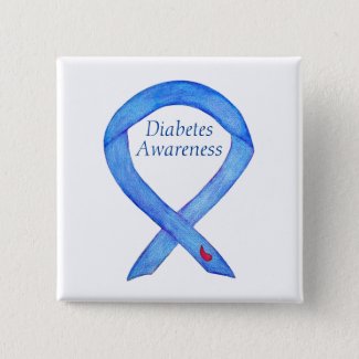 Diabetes Awareness Ribbon Art Custom Pin Button