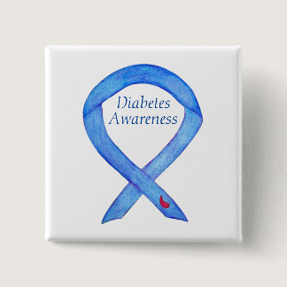Diabetes Awareness Ribbon Art Custom Pin Button