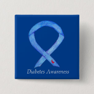 Diabetes Awareness Ribbon Art Custom Pin Buttons