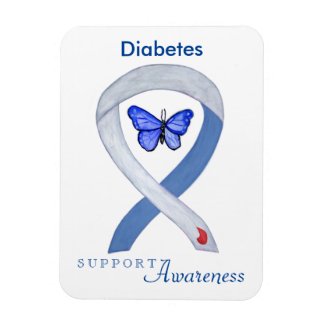 Diabetes Awareness Ribbon Butterfly Fridge Magnets