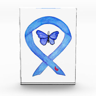 Diabetes Awareness Ribbon Butterfly Paperweight Acrylic Award
