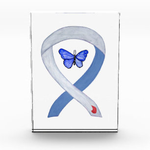 Diabetes Awareness Ribbon Butterfly Paperweight Acrylic Award