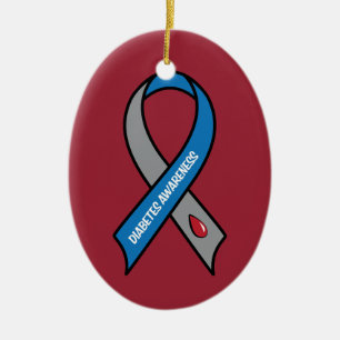 Diabetes Awareness Ribbon Ceramic Ornament